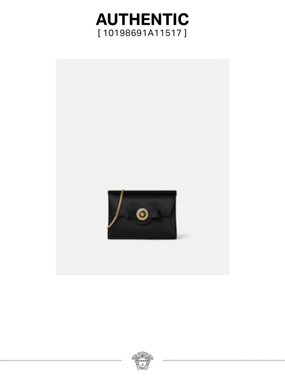 Versace Black Satin Medusa Crystal-Trim Crossbody with Gold Chain